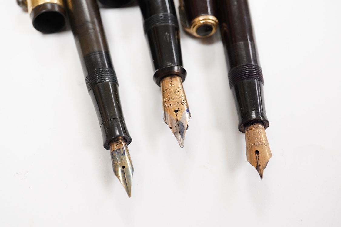 A small collection of pens to include Onoto Magna, missing clip